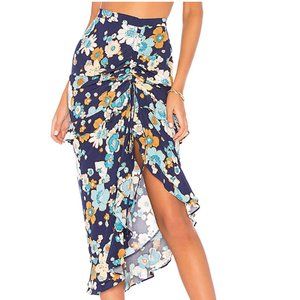 For Love & Lemons Magnolia Shirred Midi Skirt